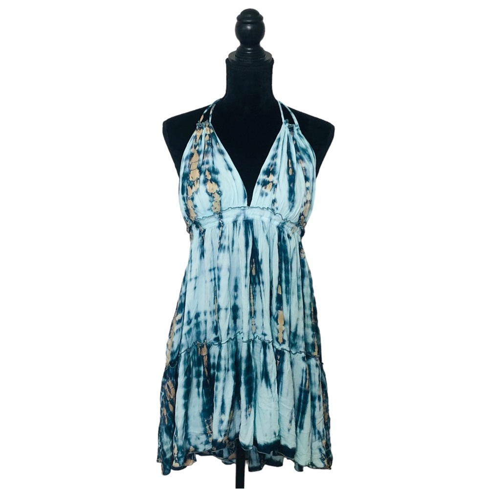 B-Freak Italy Tie Dye Halter Sun Dress Backless Beach Swim Cover Up OS